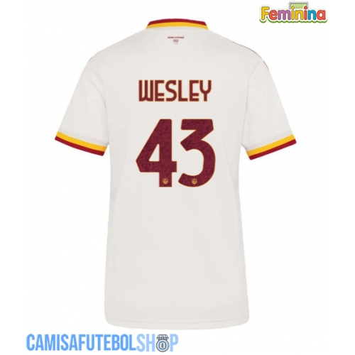Camisa de time de futebol AS Roma Wesley Franca #43 Replicas 2º Equipamento Feminina 2026-27 Manga Curta